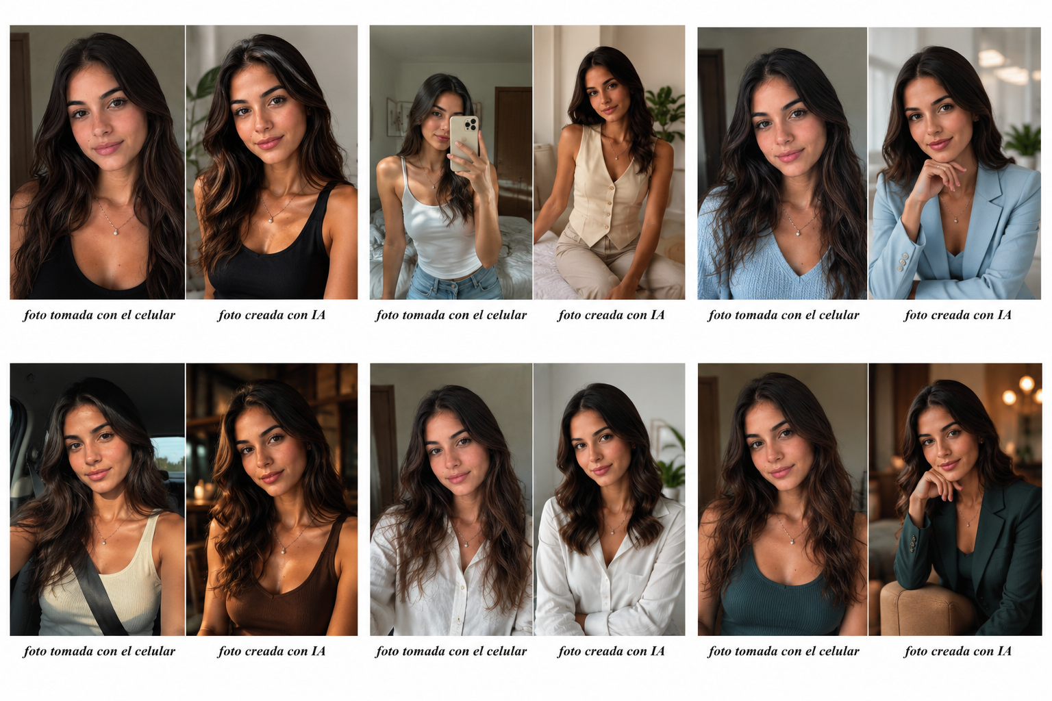Comparativo selfie vs foto creada con IA